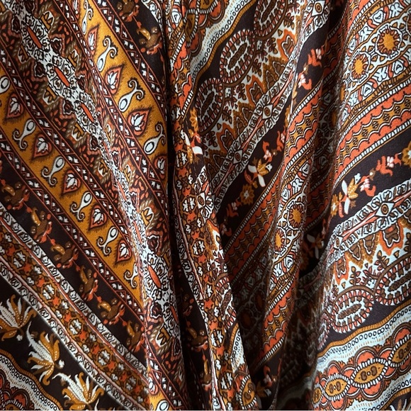 Wrap Around V Neck Racerback Tank Top Bohemian Brown Orange Black White XL - Picture 3 of 9